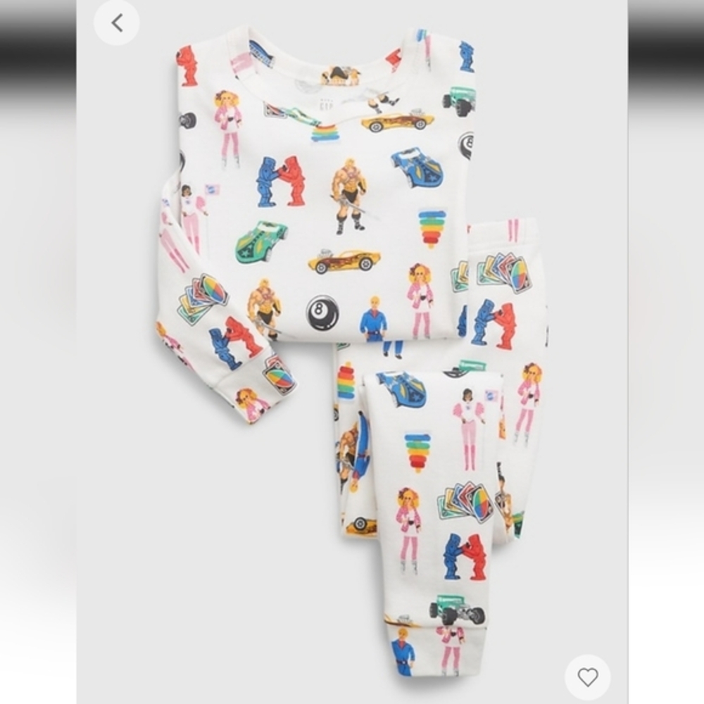 Gap Toddler Organic Cotton Pajama Set, Retro Vintage 80s 90s Toy Pattern, 3T